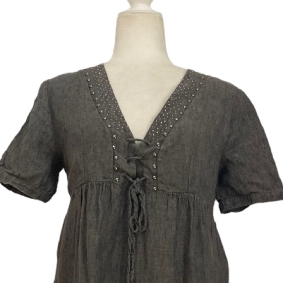 Twin-Set Simona Barbieri V Neck Tiered Mini Dress with lace up Detailing - Picture 8 of 9